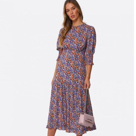 Rixo London Petal Tiered Midi Dress Women's Size US 6 - Picture 1 of 14